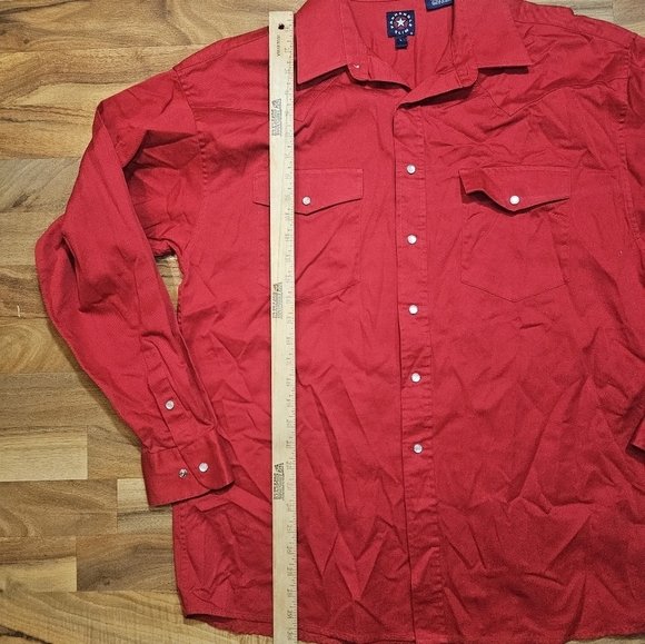 Panhandle Slim Pearl Snap Shirt Mens Large Red Solid Canvas Western Cowboy - Picture 6 of 8